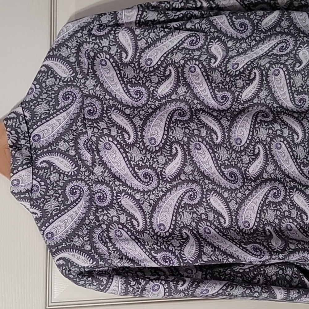 Paul Fredrick 100% Silk Grey/White/Purple Paisley Print LS BD Men's XXL - Picture 8 of 10